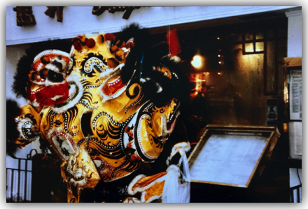 Lion Dance
in front of a restaurant