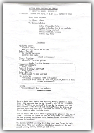 A concert staged by Ho Wai-On mainly of British composers A concert staged by Ho Wai-On mainly of British composers