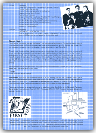 World premier of Ho Wai-On's Harmonic Series for electronic tapes and flute (back). World premier of Ho Wai-On's Harmonic Series for electronic tapes and flute (back).