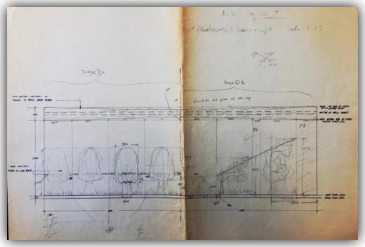 9. Ho Wai-On, ACIS & GALATEA
Angles/measurement of trees/shrubs on drapes 
何蕙安《仙侶与巨人》垂簾樹木角度和尺寸